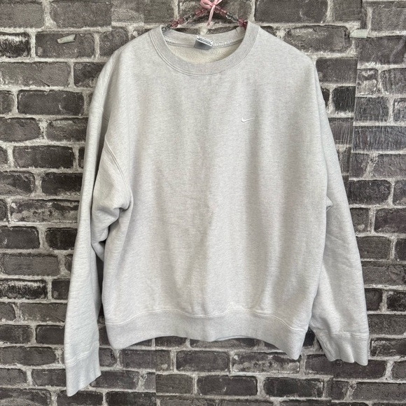 NIKE Solo Swoosh Fleece Crew neck Heavyweight Grey sweater - Picture 1 of 9